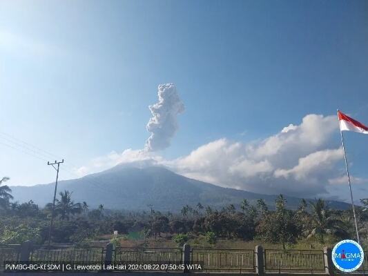 印尼勒沃托比火山喷发